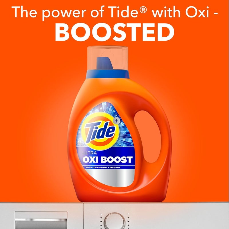 Tide منظف غسيل سائل ألترا أوكسي بوست، 148 أونصة سائلة، 105 غسلات، مزيل بقع متقدم، منظف غسيل سائل بقوة أوكسي إضافية - Image 3